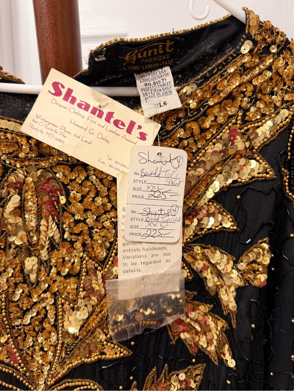 Regency Black Beaded Evening Dress with Gold Embellishment - Picture 6 of 8